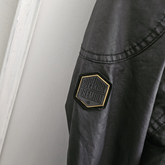 Superdry Premium Rotor Jacket Men 2XL Black Biker Motorcycle Razer Quilted Lined - Picture 8 of 12